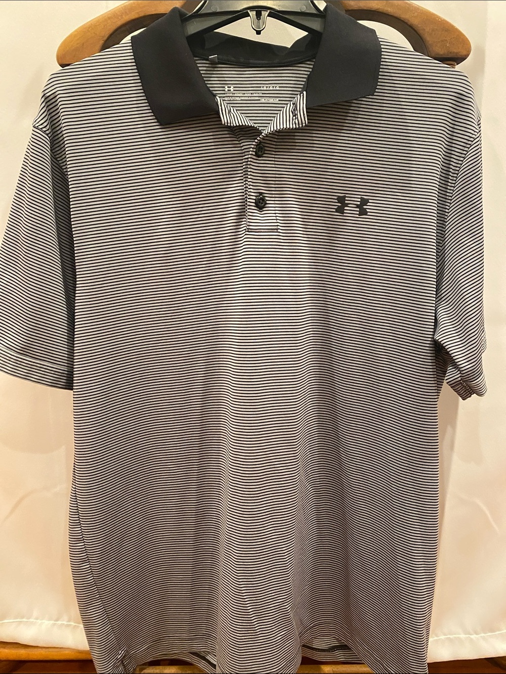 Under Armour Men’s Black & White Striped Polo Shirt